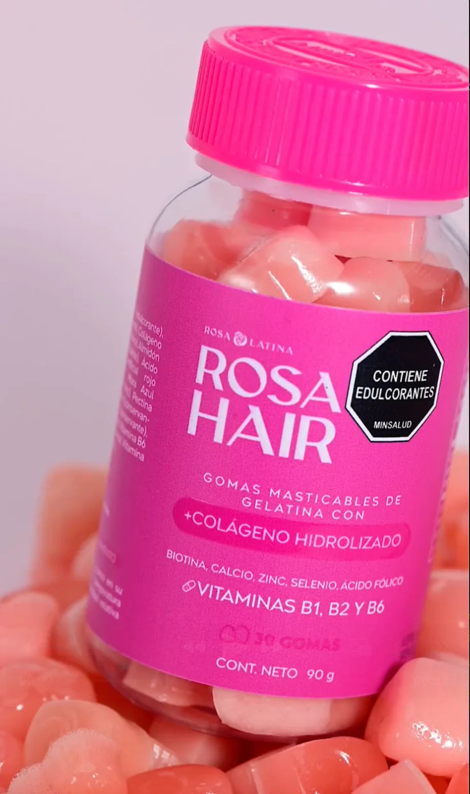 ROSA HAIR GOMITAS FORTALECE TU CABELLO, UÑAS Y PIEL🌟